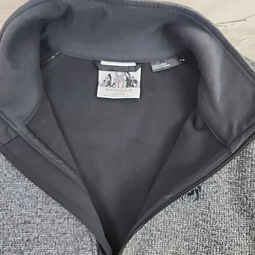 Spyder Outbound Sweater Men's Large Gray Black 1/4 Zip Fleece Stretch Breathable
